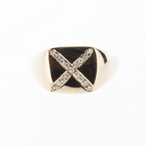 Signet Diamond X Ring