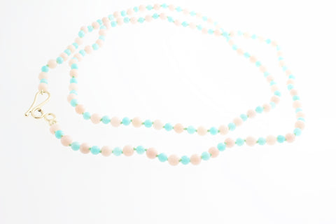 Blue Amazonite and Pink Opal Necklace